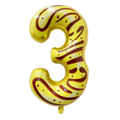 32 Inch 0-9 Donut Number Foil Balloon, Number Balloon - Partyshakes 3 balloons