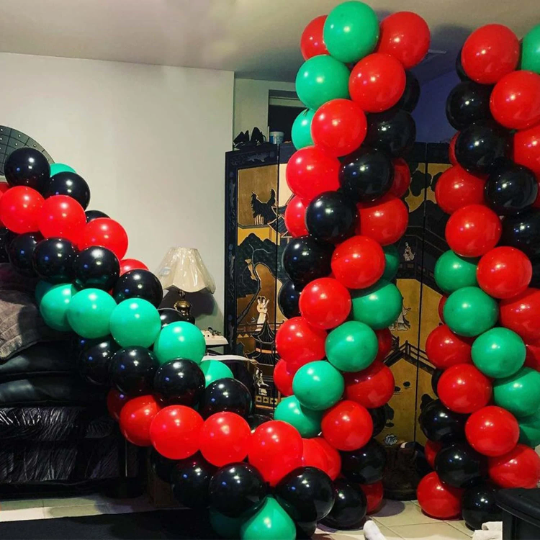 Our design includes carefully selected high-quality double-stuffed/layered green and red balloons with thick black and metallic gold balloons to ensure long-lasting, visually stunning decor that will elevate any occasion. Perfect for Safari-themed gatherings, summer festivities, jungle-inspired birthdays, baby showers, graduations, and other celebrations,