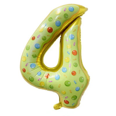 32 Inch 0-9 Donut Number Foil Balloon, Number Balloon - Partyshakes 4 balloons