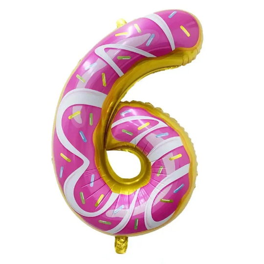 32 Inch 0-9 Donut Number Foil Balloon, Number Balloon - Partyshakes 6 balloons