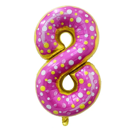 32 Inch 0-9 Donut Number Foil Balloon, Number Balloon - Partyshakes 8 balloons