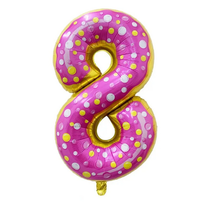 32 Inch 0-9 Donut Number Foil Balloon, Number Balloon - Partyshakes 8 balloons