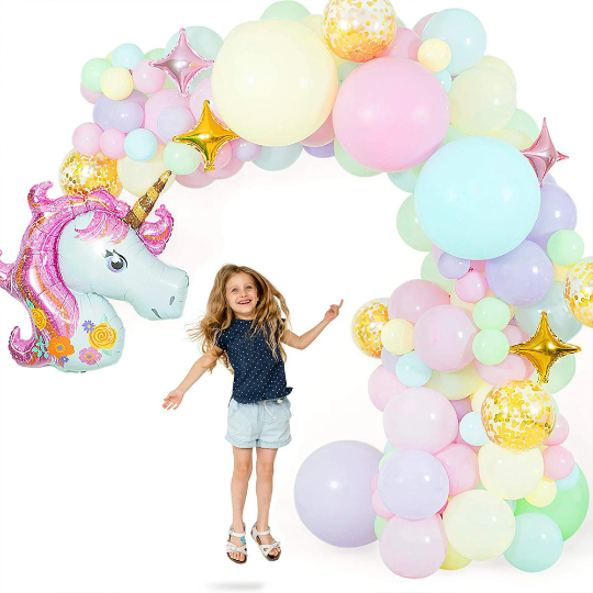 Pastel Rainbow Unicorn Balloon Garland Arch