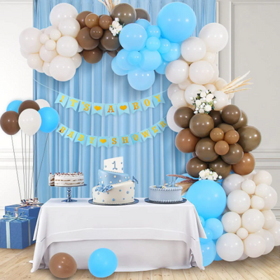 DIY 125pcs Premium Blue and Chocolate Balloon Arch Kit