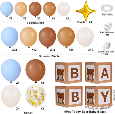 Bear Baby Shower Balloon Garland and Baby Box