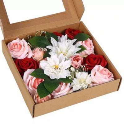 Artificial Flowers Pink and Red Combo Box Set for Wedding Bouquets - Partyshakes Artificial Flowers