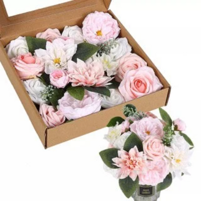 Pink Roses Artificial Flowers Combo Box Set for Wedding Bouquets - Partyshakes Artificial Flowers
