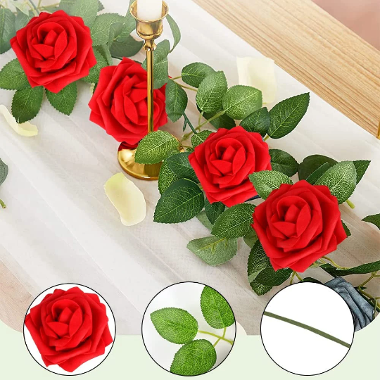 Red Real Touch Artificial Flowers Combo Box Set for Wedding Bouquets - Partyshakes Artificial Flowers