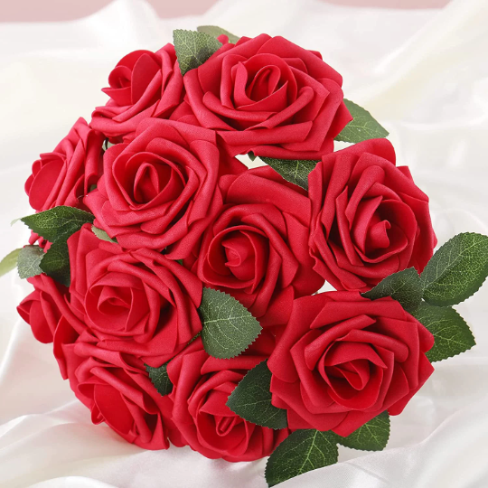 Red Real Touch Artificial Flowers Combo Box Set for Wedding Bouquets