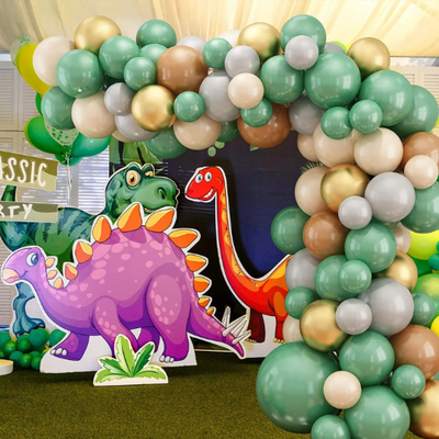 Sage Green, Apricot, and Chocolate Balloon Garland, Green Safari Decorations