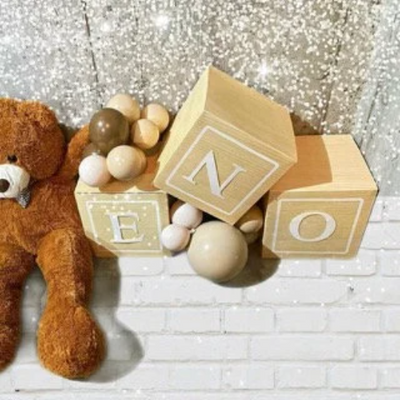 3pcs Brown Wooden Paper Baby Blocks for Wild ONE Theme Party