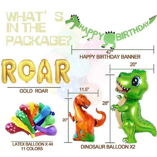 Dinosaur Theme Birthday Balloons Garland, Dinosaur Party Decoration