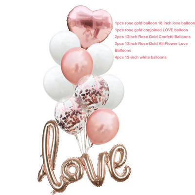 Rose Gold and White Heart Balloon Bundle