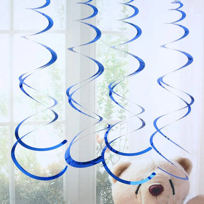 60cm Pack of 6 Gold, Blue, Silver, Pink, and Black Hanging Swirls Decoration
