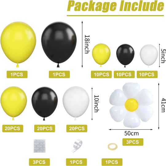Black and Yellow Sunflower Balloon Garland