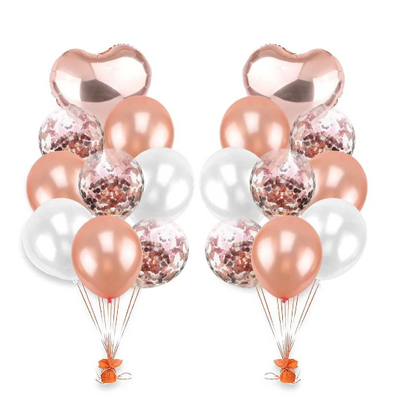 Rose Gold and White Balloon Bouquet for Valentine's Day - Partyshakes Double Bouquet Balloons