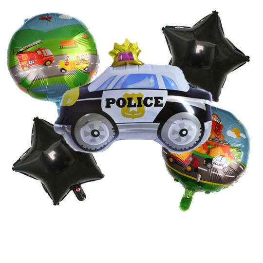 5pcs Jumbo Police Car Balloon set, Birthday Balloons