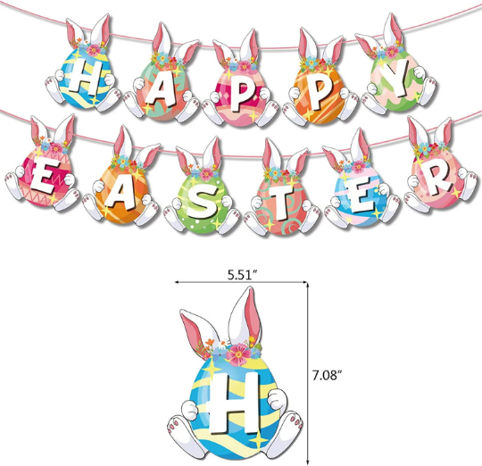 Easter Party Balloon Set and Banner Flag Decoration