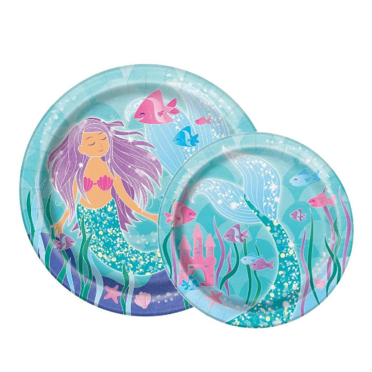 78-Piece Mermaid Birthday Party Tableware Set for 6 Guests
