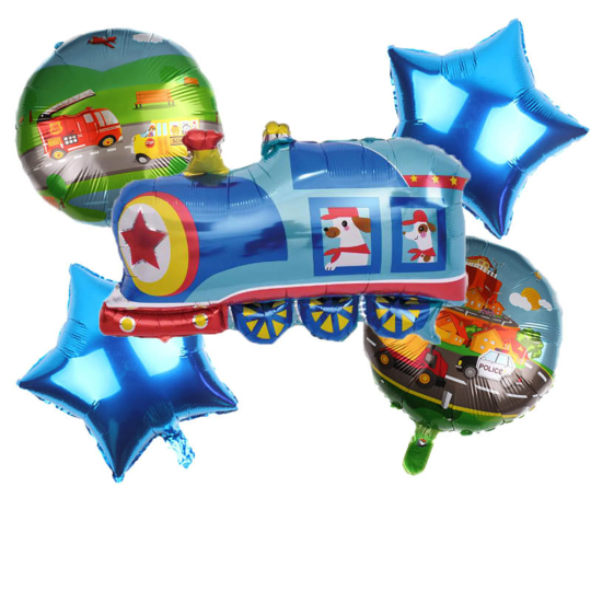 5pcs Jumbo Train Balloon Kit, Birthday Balloons