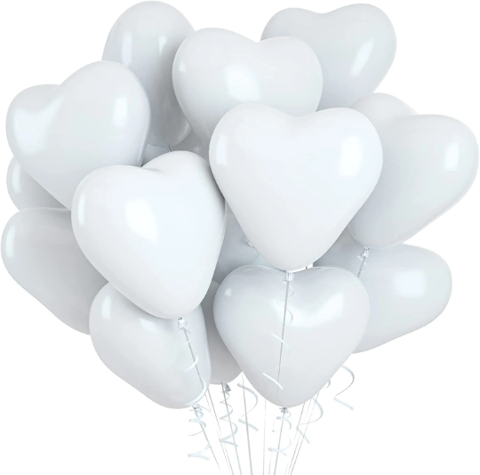 12-inch Candy Heart Shaped Pastel Balloons - Partyshakes White balloons