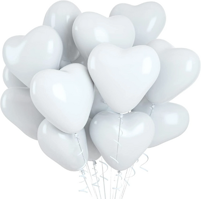 12-inch Candy Heart Shaped Pastel Balloons - Partyshakes White balloons