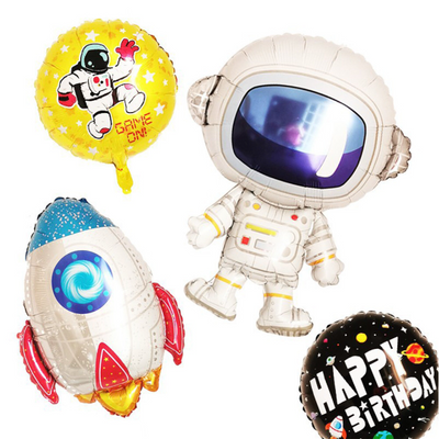 5pcs Outer Space Theme Birthday Balloon Set, Astronaut Balloon Kit