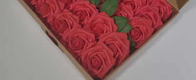 Red Real Touch Artificial Flowers Combo Box Set for Wedding Bouquets