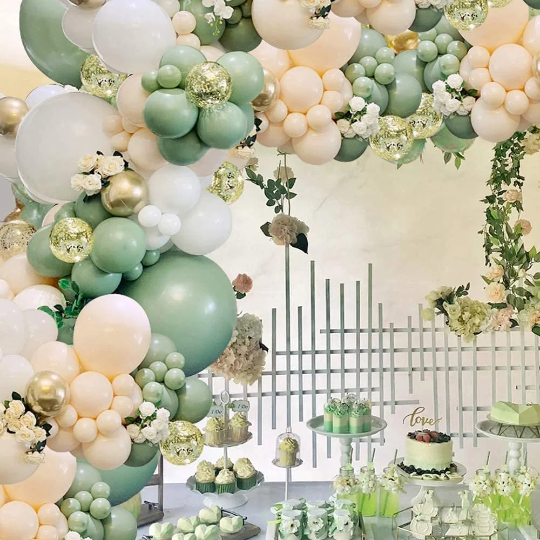 Premium Sage Green, White and Blush Balloon Garland - Partyshakes balloons