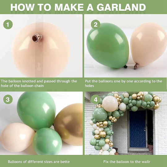 Premium Sage Green, White and Blush Balloon Garland - Partyshakes balloons