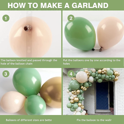 Giant White Balloon Arch Kit with Premium Sage Green and Blush Balloons