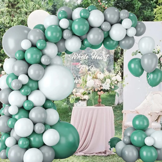 Sage Green and Grey Balloon Garland Arch Kit with Giant Balloons