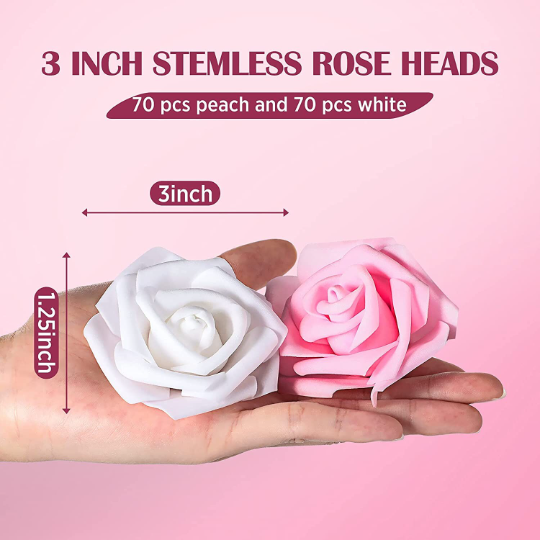 Artificial Roses for Weddings, Blush Pink Real Touch Fake Foam Roses