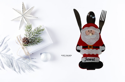 Personalised Christmas Cutlery Holder - Partyshakes Personalised Santa Tableware