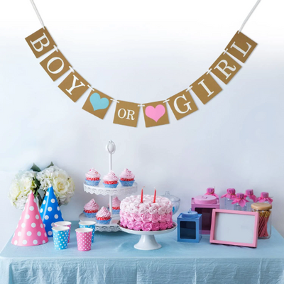 Boy or Girl Gender Reveal Banner - Partyshakes bunting