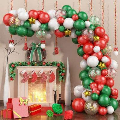 Red and Green Christmas Balloon Garland Arch Kit - Partyshakes Balloons