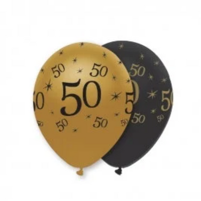 Birthday Latex Balloon, 10pcs Gold and Black Latex Balloons - Partyshakes 50th balloons