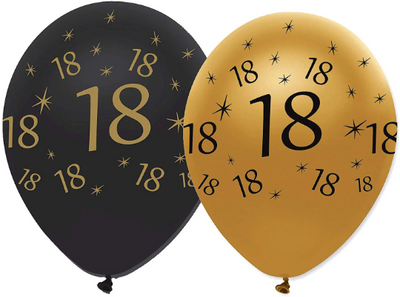 Birthday Latex Balloon, 10pcs Gold and Black Latex Balloons - Partyshakes 18th balloons