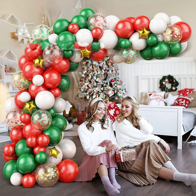Red and Green Christmas Balloon Garland Arch Kit - Partyshakes Balloons