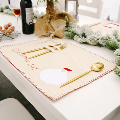 Christmas Linen Embroidered Placemat
