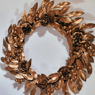 50cm Artificial Gold Christmas Wreath for Door - Partyshakes Wreaths & Garlands
