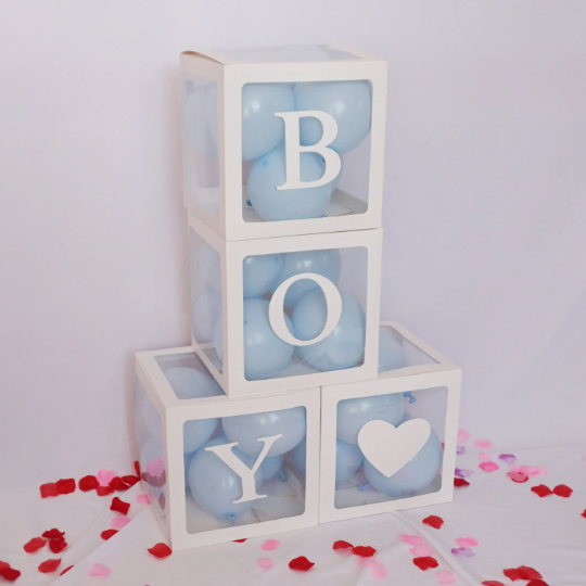 4pcs White Transparent BOY Baby Blocks