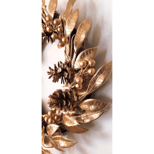 50cm Artificial Gold Christmas Wreath for Door