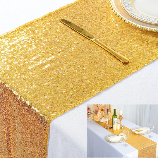 Gold Sequin Table Runner for Parties
