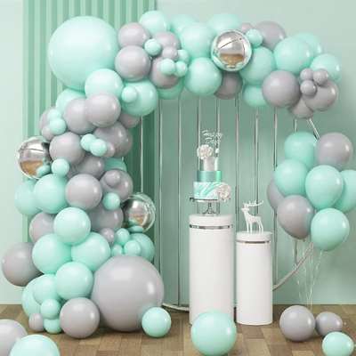 Macaron Grey and Mint Green Pastel Balloon Garland