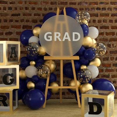 Navy Blue, White, and Gold Balloons Garland Arch - Perfect for Parties and Events