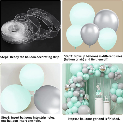 Macaron Grey and Mint Green Pastel Balloon Garland