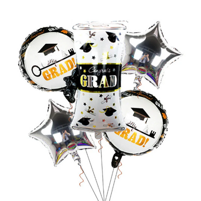 5 Piece Silver Graduation Foil Balloon Set - Partyshakes balloons