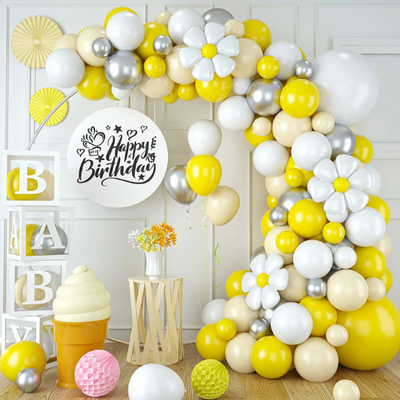 Yellow and White Sunflower Balloon Garland for various Events