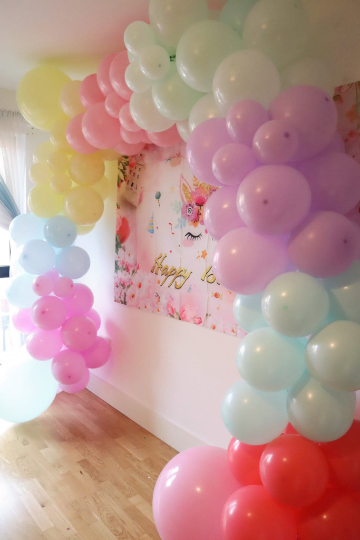 Happy Birthday Unicorn backdrop with Rainbow Unicorn Balloon Garland Arch kit - Partyshakes Balloons